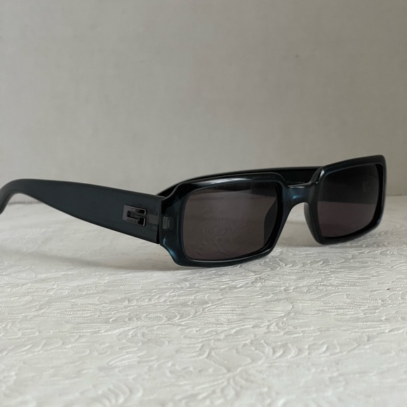 Vintage GUCCI GG 1176S Black Teal Rectangular Sunglasses 1998 Italy 7YB Plastic - Picture 2 of 15